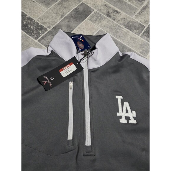 New Los Angeles Dodgers Antigua Collection 1/4 Zip Pullover GRAY /Carbon Large - Picture 3 of 6